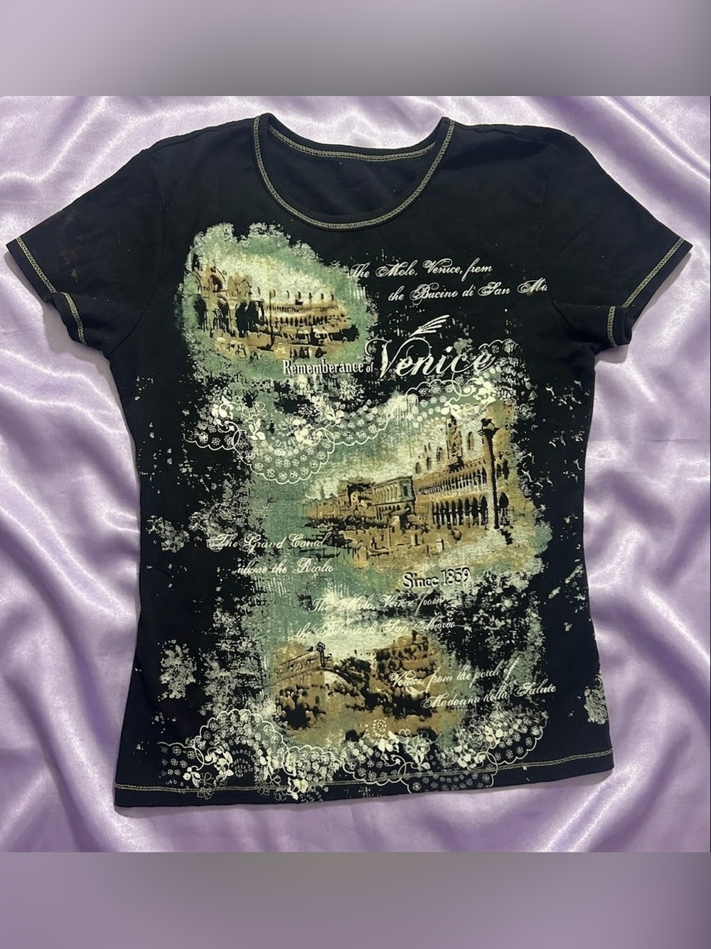 Black Venice Graphic Scoop Neck Tee